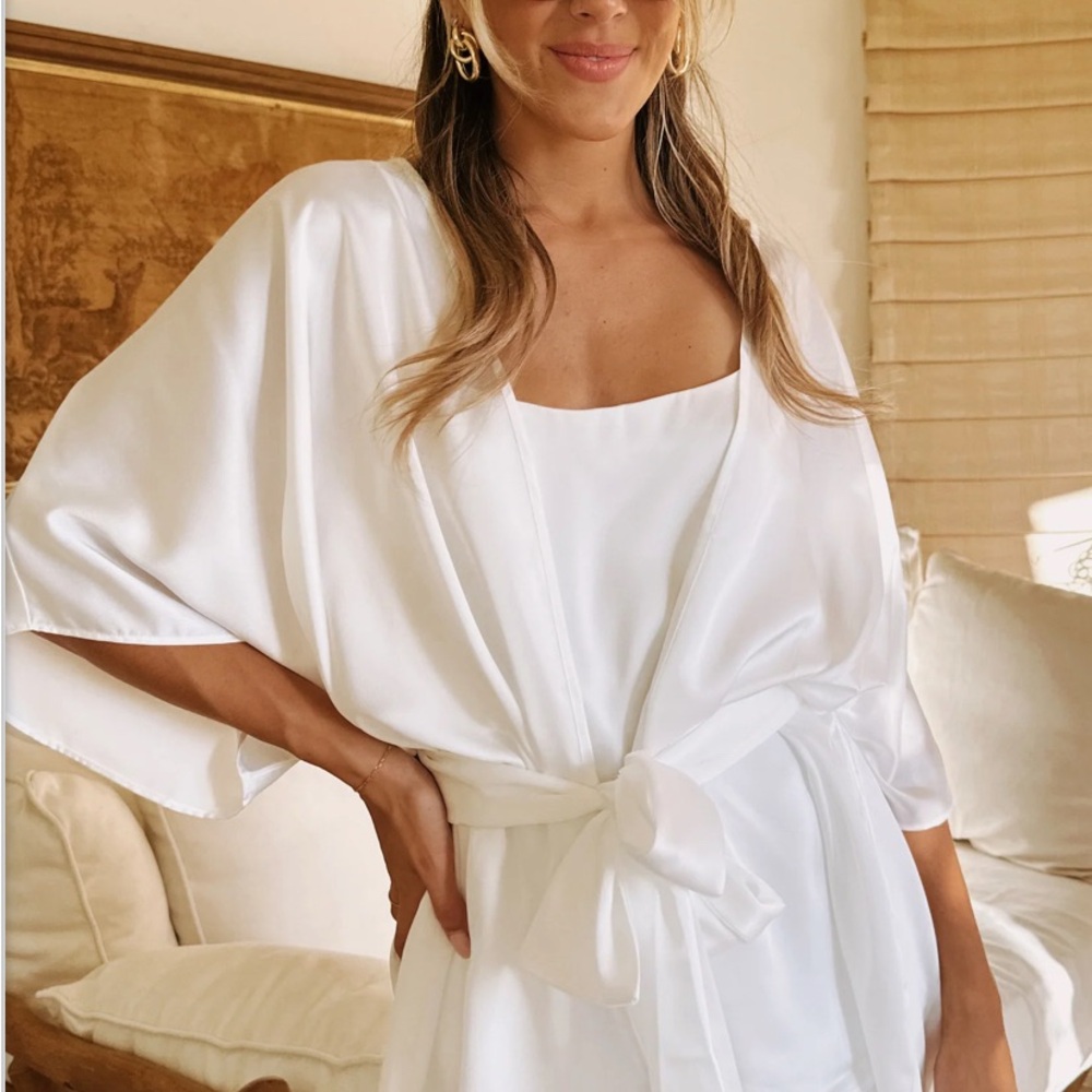 Elegant White Kimono Robe